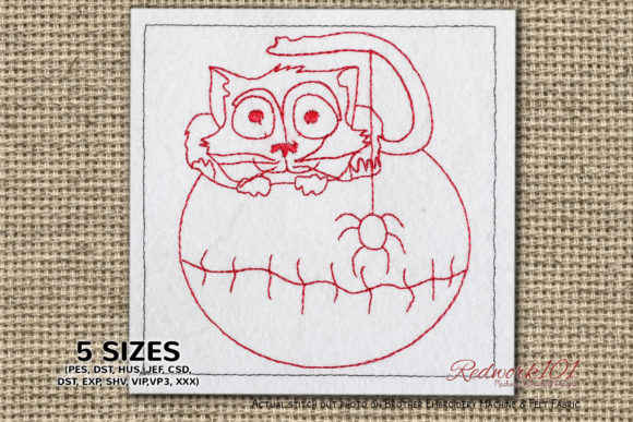 Adorable Cat with Ball for Seasonal Embroidery
