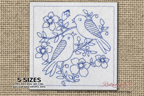 Birds Sitting on Flower: A Charming Embroidery Design