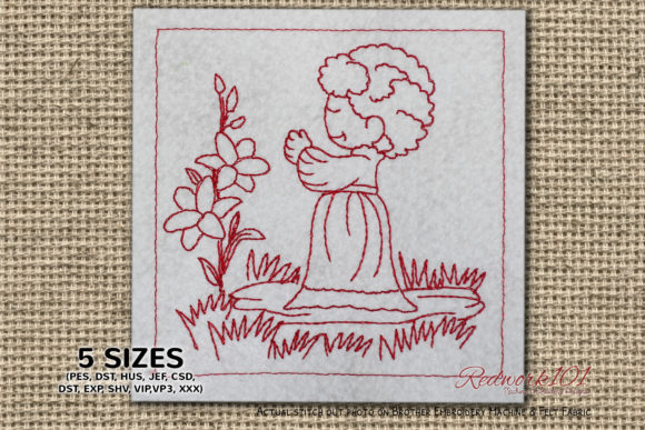 Charming Beautiful Girl with Flower Embroidery