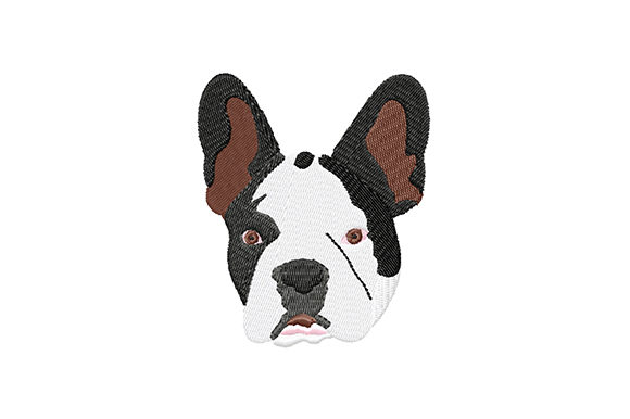 Charming French Bulldog Head for Embroidery