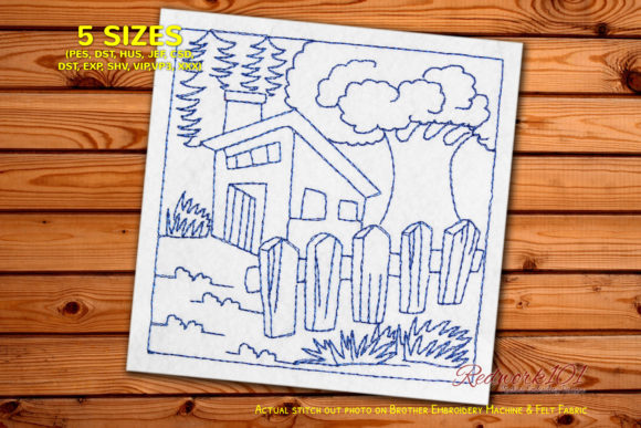 Charming Old House with Tree Embroidery