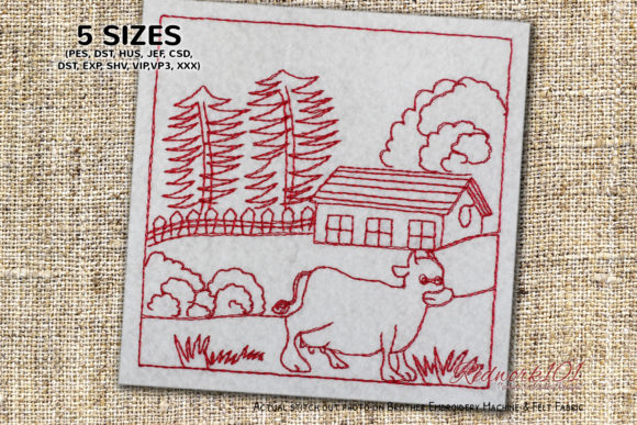 Cow in Village: A Charming Addition to Embroidery
