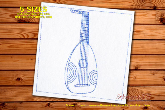 Elegant Lute Embroidery Design for Music Enthusiasts