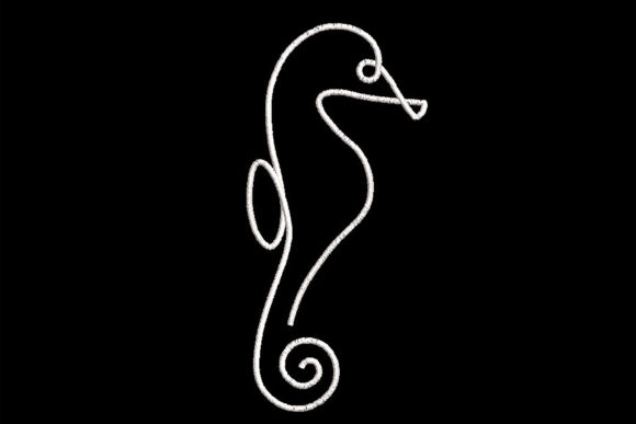 Minimalistic One Line Seahorse Embroidery