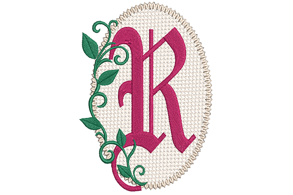 Olde English Monogram Letter R: A Classic Embroidery Design