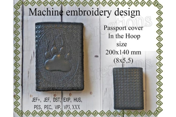 Passport Cover in the Hoop Paw Design