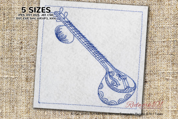 Sitar Stringed Instrument: A Versatile Embroidery Design