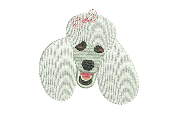 White Poodle Dog Head: A Charming Embroidery Design
